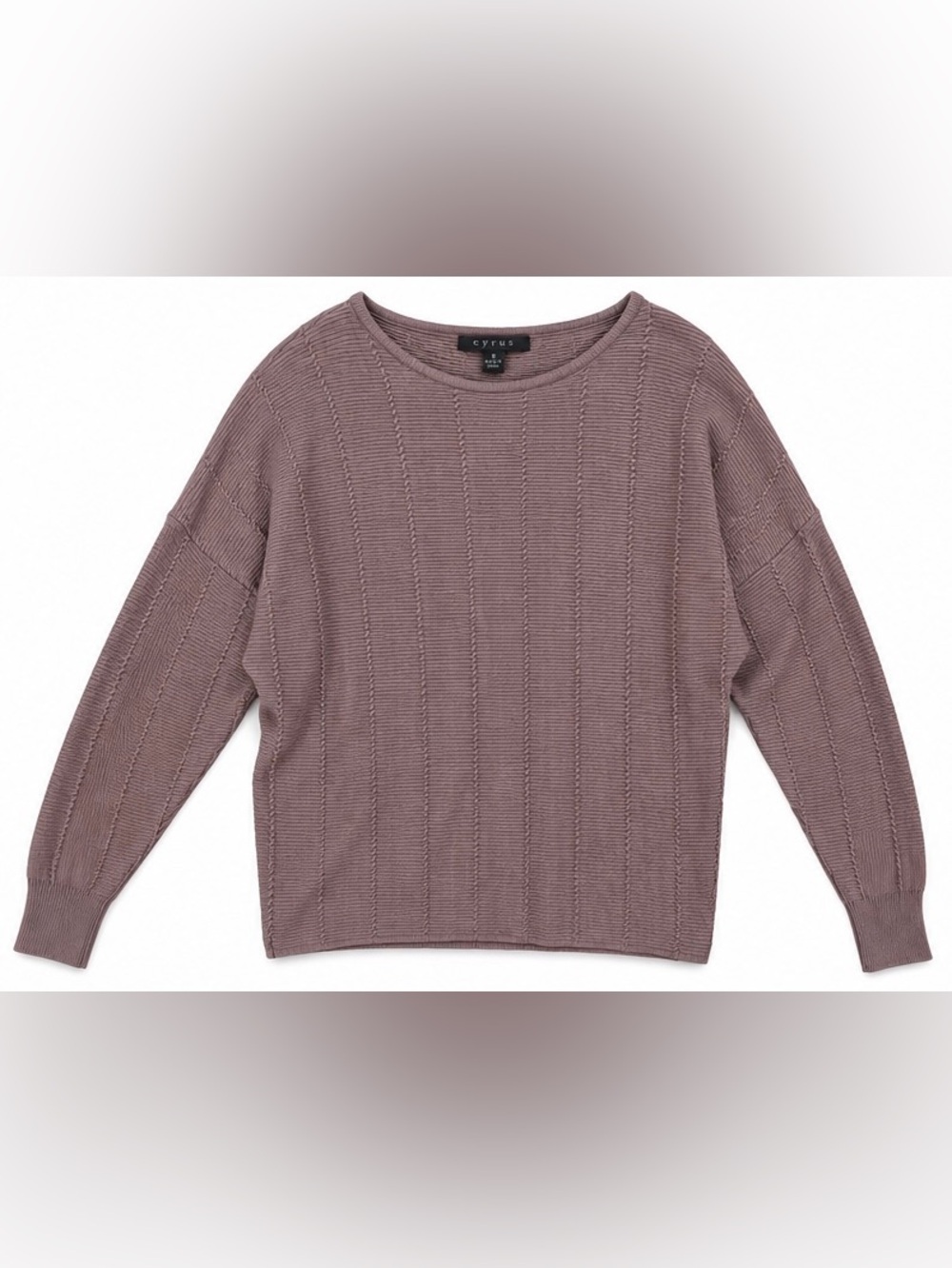 Cyrus Dusty Mauve Ribbed Crewneck Sweater